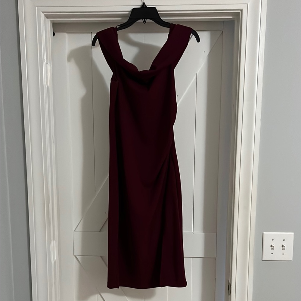 Red Sleeveless Cowl Neck Sheath Dress for Cocktail